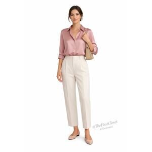 Maison dAmelie Paris Pink Satin Button Down Long Sleeve Shirt Women M